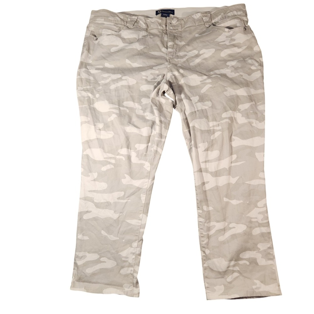 Democracy Pants Womens 22W Gray White Camo Ab-solution Stretch Jeans Slimming